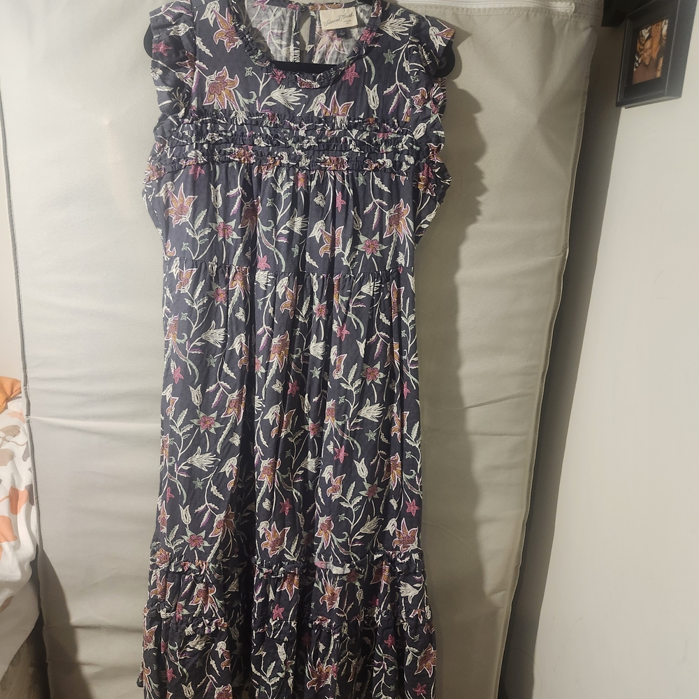 Universal Thread Navy Floral Maxi Dress with Pink and Cream Flowers